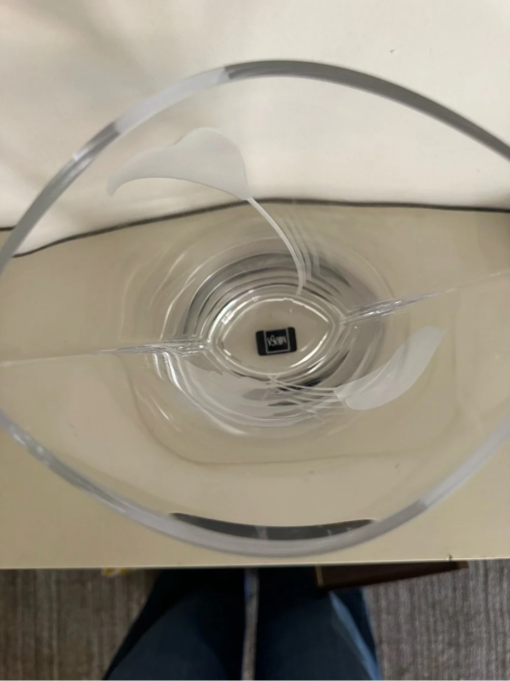 MIKASA Crystal Etched Calla Lily Clear Glass Vase with  Frosted  Leaf Motif